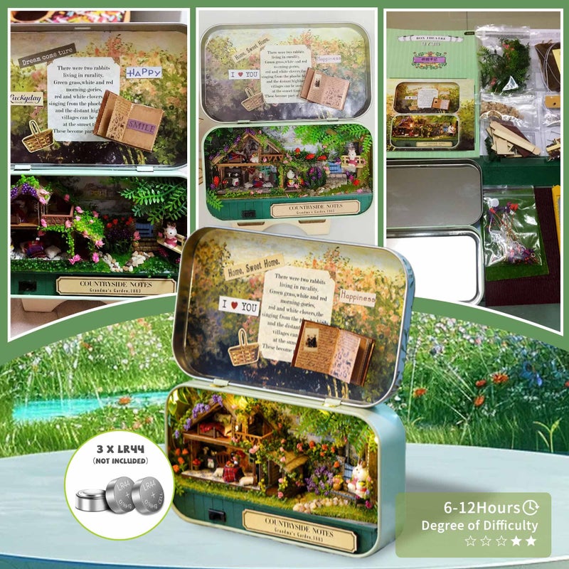 Flever Dollhouse Miniature DIY House Kit Creative Room with Furniture and Cover for Romantic Valentine's Gift(Countryside Notes) - Image 5